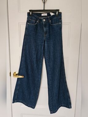 Mango High-Rise Wide-Leg Dark Indigo Jeans